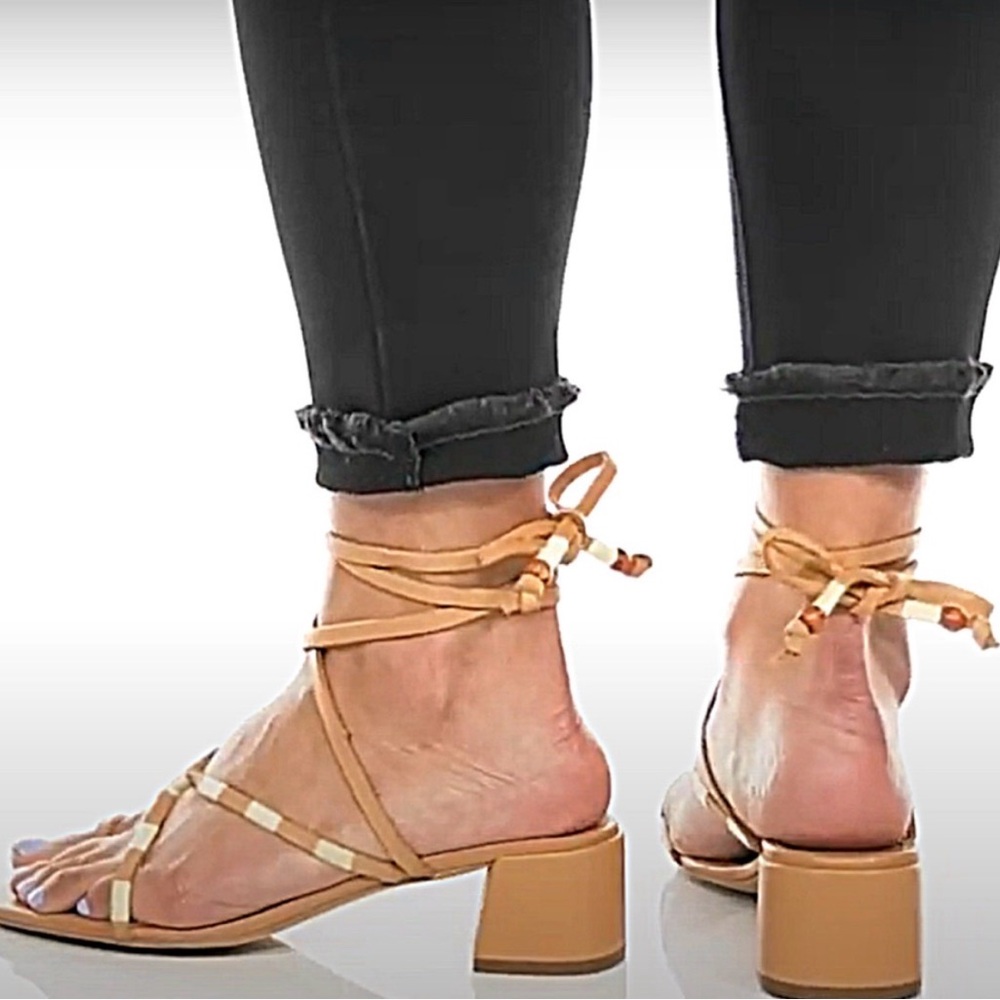 Free People Hermosa Beige Strappy Sandals